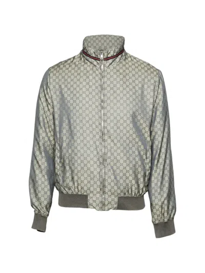Pre-owned Gucci Gg Monogram Bomber Jacket In Gray