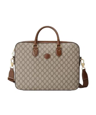 Gucci Gg Monogram Briefcase In Nude