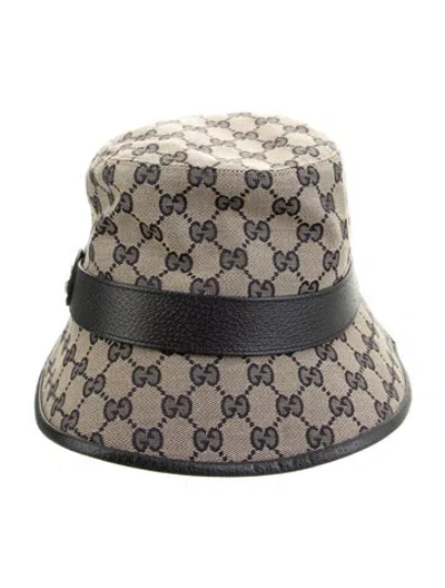 Pre-owned Gucci Gg Monogram Bucket Hat In Blue/neutrals