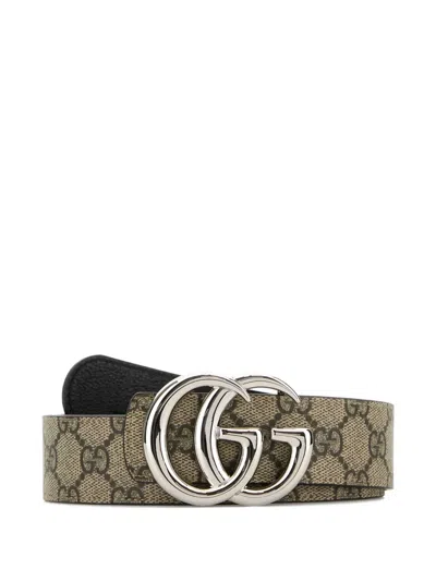 Gucci Beige Calf Leather Bos Taurus Regular Belt In Green