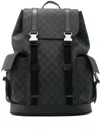Gucci Gg Monogram Buckled Backpack In Black