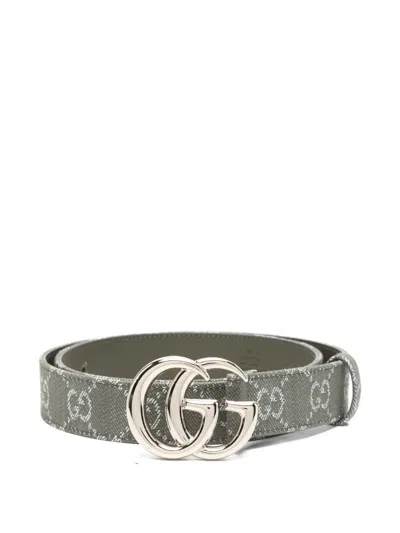 Gucci Canvas-gürtel Mit Gg-monogramm In Green