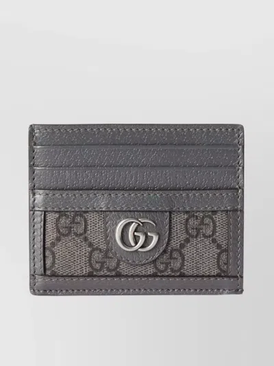 Gucci Gg Monogram Card Holder In Gray