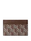 Gucci Gg Monogram Cardholder In Brown