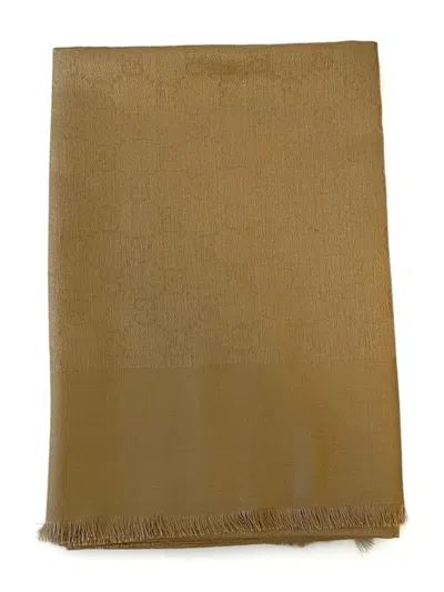 Gucci Gg Monogram Cotton-silk Scarf In Green