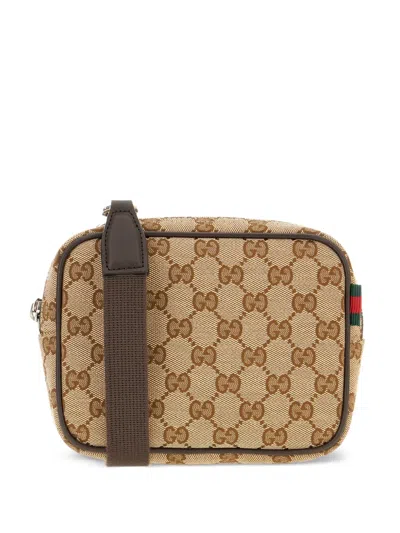 Gucci Gg Monogram Crossbody Clutch Bag In Brown
