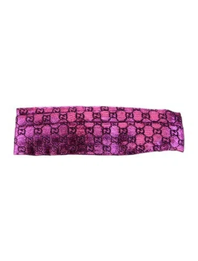 Pre-owned Gucci Gg Monogram Fabric Headband W/tags In Metallic/pink