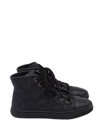 Pre-owned Gucci Gg Monogram High-top Sneakers In Black
