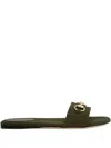 Gucci Gg-monogram Horsebit-embellished Sandals In Green