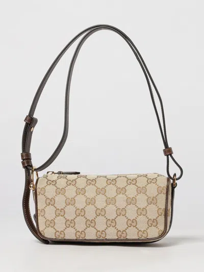 Gucci Gg Monogram Jacquard Cotton Mini Shoulder Bag In Brown