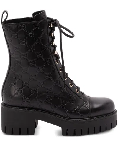 Gucci Gg-monogram Lace-up Boots In Multi