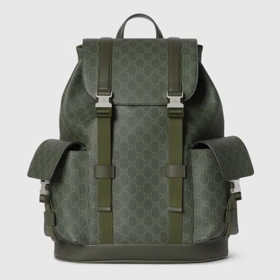 Gucci Gg Monogram Large Backpack In Green