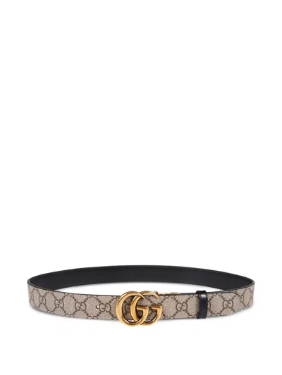 Gucci Gg-monogram Leather Belt In Neutral