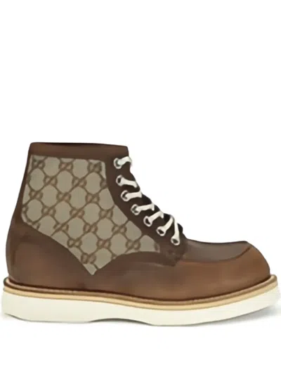 GUCCI GG-MONOGRAM LEATHER BOOTS