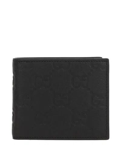 Gucci Gg-monogram Leather Wallet In Black