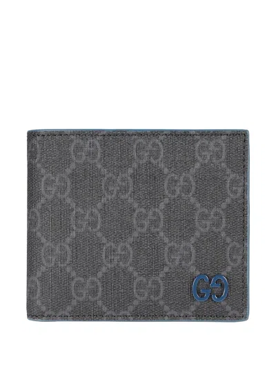 Gucci Gg Monogram Leather Wallet In Gray