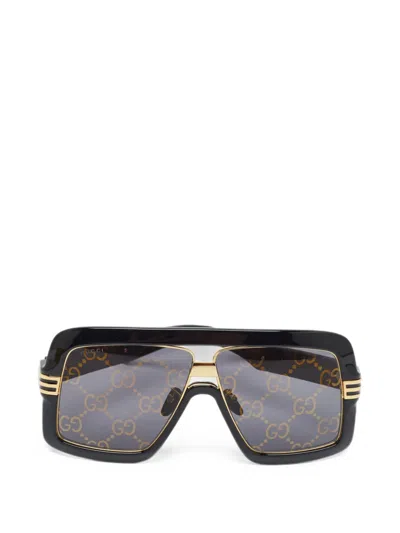 Pre-owned Gucci Gg Monogram Lens Sunglasses In Black