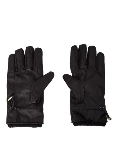 Gucci Gg Monogram Logo Gloves In Metallic
