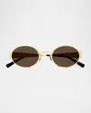 Gucci Gg Monogram Metal Oval Sunglasses In Gold