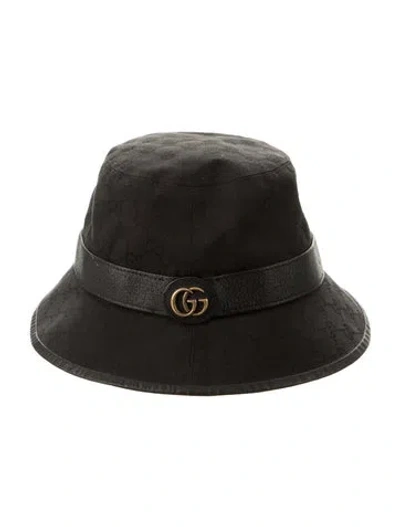 Pre-owned Gucci Gg Monogram Pattern Print Bucket Hat In Black