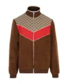 Gucci Gg Monogram-pattern Zip-up Jacket In Brown