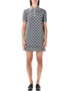 Gucci Gg Wool Dress With Ribbed Profiles In Gray