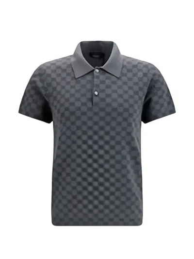 Gucci Wool-silk Polo Shirt With Classic Collar And All-over Gg Logo In Multi