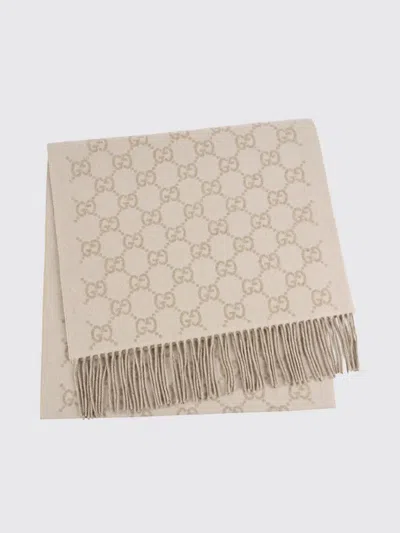 Gucci Gg Monogram Pure Cashmere Scarf With Fringed Edges In Red