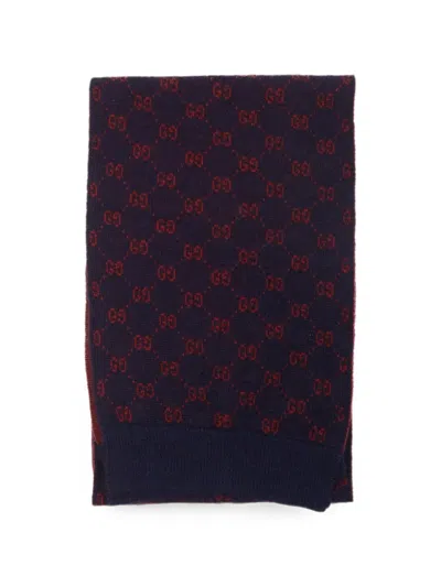 Pre-owned Gucci Gg Monogram Scarf In Red