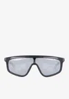 Gucci Lens-decal Shield-frame Sunglasses In Gray