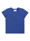 Gucci Blue T-shirt For Baby Boy With Gg Motif In Blue