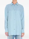 Gucci Womens Aqueous Monogram Relaxed-fit Silk Shirt In Blue