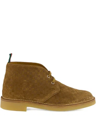 Gucci Gg Monogram Suede Boots