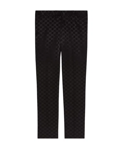 Gucci Gg Monogram Tailored Trousers In Black