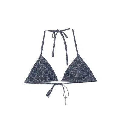 Gucci Beachwear Top Halter Neck Triangle Cups In Blue
