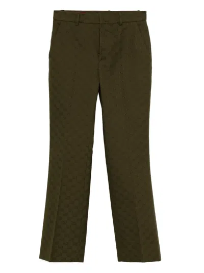 Gucci Gg Monogram Trousers In Green
