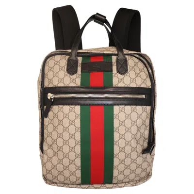 Pre-owned Gucci Gg Monogram Web Supreme Sherry Line Canvas Large Backpack, 2018. In Brown