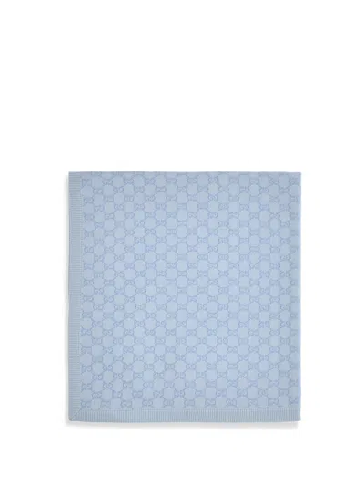 Gucci Gg Monogram Wool Blanket In Blue
