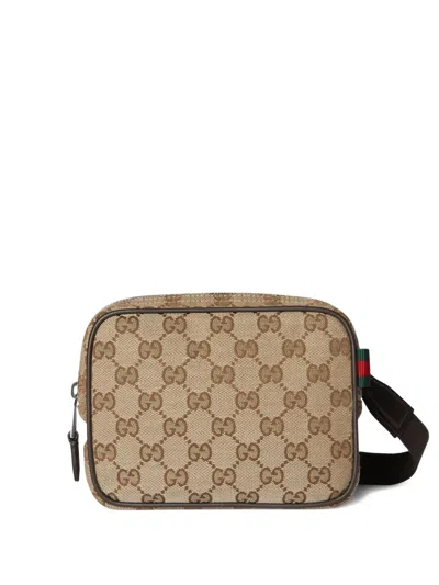 Gucci Gg Monogram Zip-top Bag In Nude
