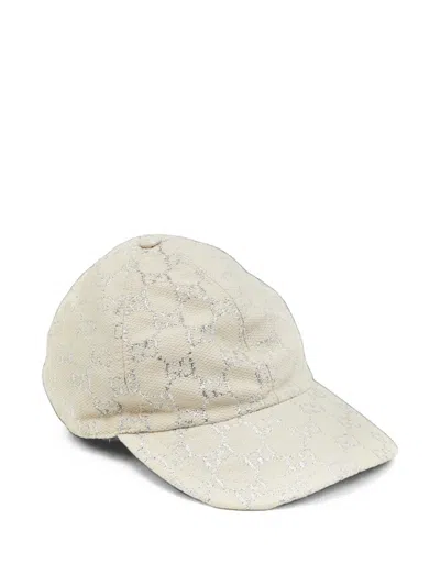 Pre-owned Gucci Gg Monogram-jacquard Baseball Cap In Neutrals