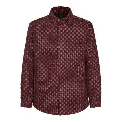 Gucci Bouclé Wool Jacquard Shirt With Gg Shadow In Red