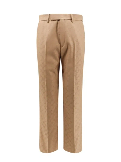 Gucci Gg Monogrammed Tailored Pants In Beige