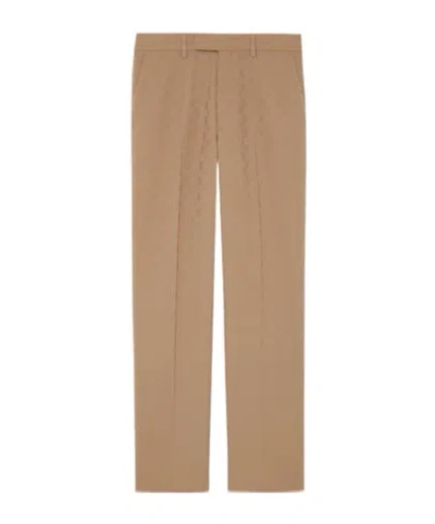 Gucci Gg Monogrammed Tailored Pants In Nude