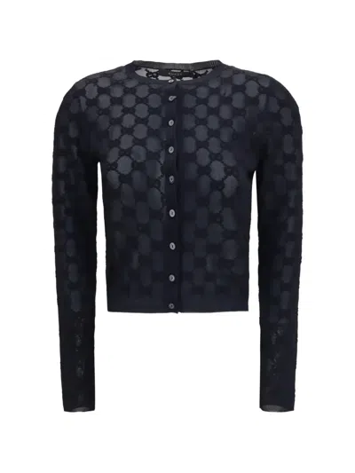 Gucci Cropped Cardigan With Buttons And Long Sleeves In Black