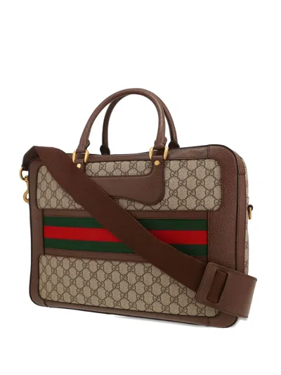 Pre-owned Gucci Gg-motif Briefcase In Neutral