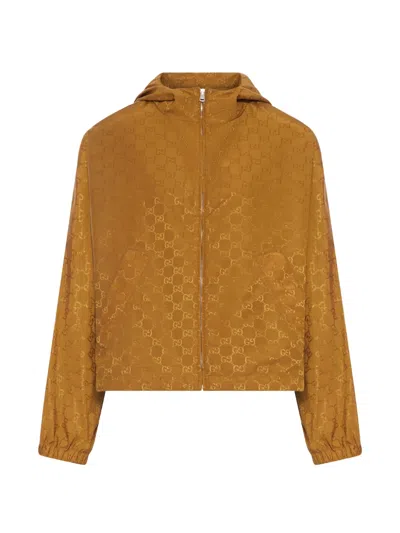 Gucci Women Short Jacket In Technical Jacquard Fabric With All-over Gg Pattern In Multi