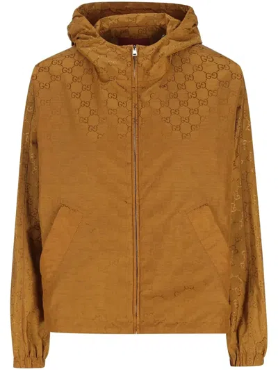 Gucci Gg Fabric Bomber Jacket In Brown