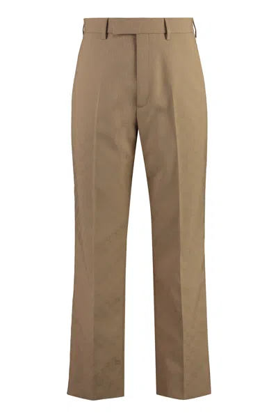 Gucci Gg Motif Jacquard Trousers In Brown