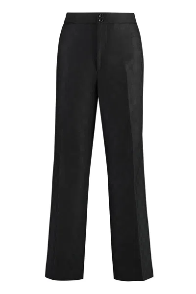 Gucci Gg Motif Jacquard Trousers In Black