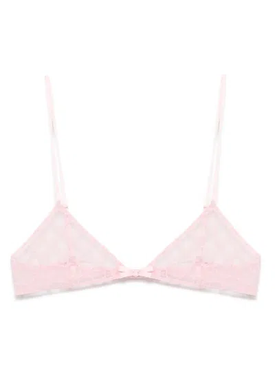 Gucci Gg-motif Lace Bra In Pink